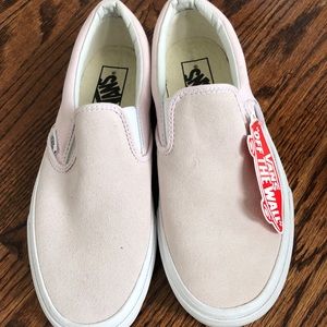 Baby pink leather slip-on Vans sneakers NWT